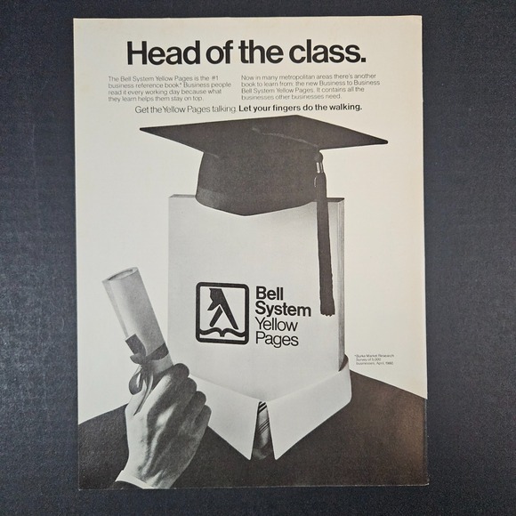 1983 Bell Telephone System Yellow Pages Book Head of the Class Vintage Print Ad